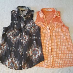 Women's Sz XS Sleevless Button Front Top Bundle